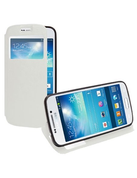 CUSTODIA FLIP ORIZZONTALE PELLE per SAMSUNG G7106 GALAXY GRAND 2 CON STAND, FINESTRA ID ED INTERNO IN TPU COLORE BIANCO