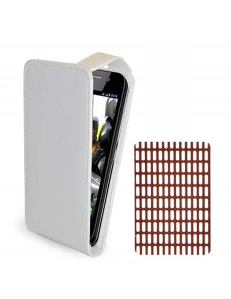 CUSTODIA FLIP VERTICALE PELLE per NGM FORWARD INFINITY CON FISSAGGIO ADESIVO COLORE BIANCO