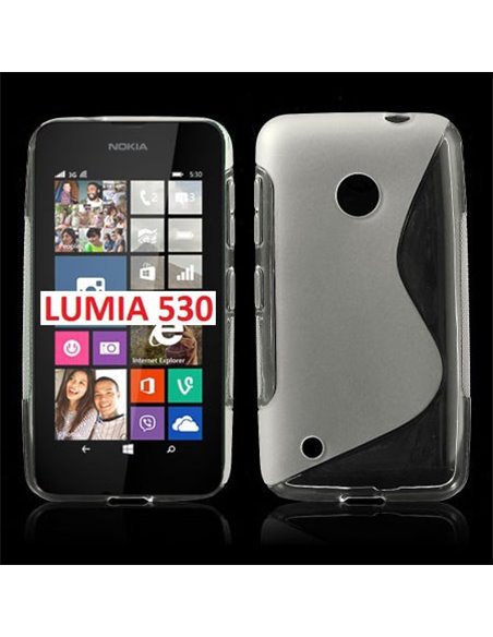 CUSTODIA GEL TPU SILICONE DOUBLE per NOKIA LUMIA 530 COLORE BIANCO-TRASPARENTE