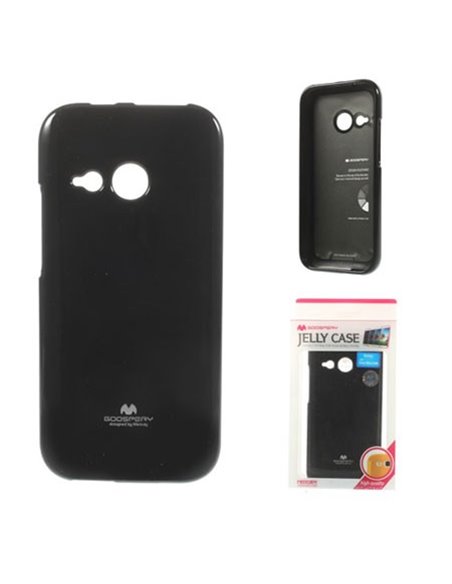 CUSTODIA GEL TPU SILICONE per HTC ONE 2 MINI, M8 MINI COLORE NERO LUCIDO CON GLITTER ALTA QUALITA' MERCURY BLISTER