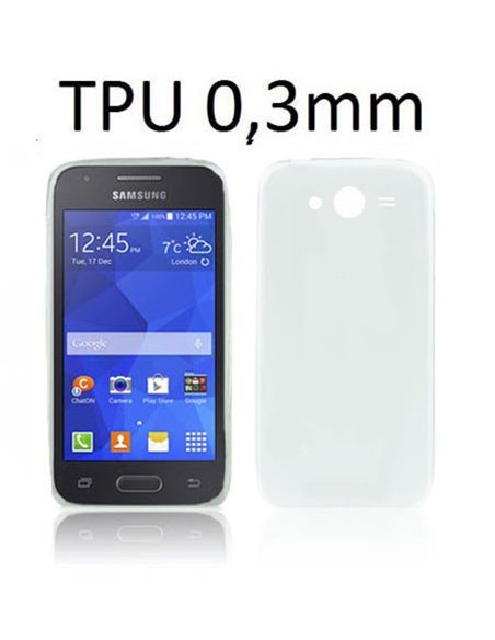 CUSTODIA GEL TPU SILICONE ULTRA SLIM 0,3mm per SAMSUNG G313H GALAXY TREND 2, G318 TREND 2 LITE COLORE BIANCO TRASPARENTE