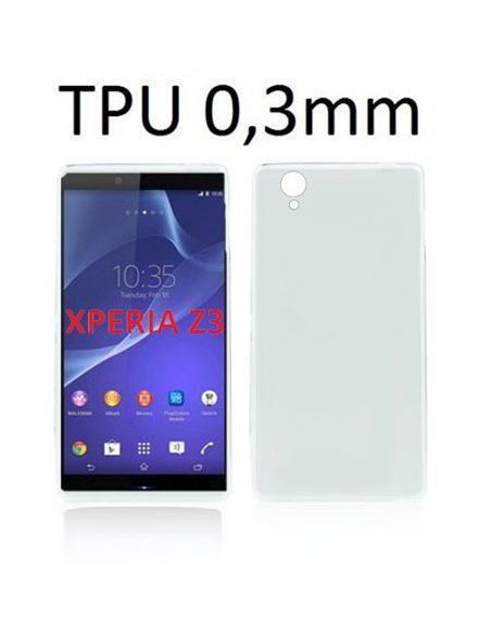 CUSTODIA GEL TPU SILICONE ULTRA SLIM 0,3mm per SONY XPERIA Z3 COLORE BIANCO TRASPARENTE