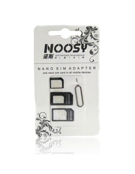 ADATTATORE SIM KIT 4 IN 1 DA NANO SIM a MICRO SIM, da NANO SIM a SIM, da MICRO SIM a SIM CON GRAFFETTA COLORE NERO