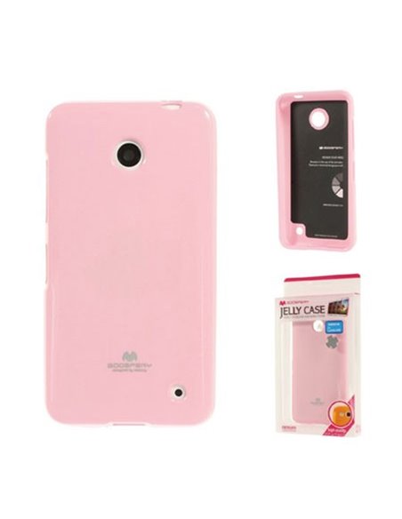 CUSTODIA GEL TPU SILICONE per NOKIA LUMIA 630 COLORE ROSA LUCIDO CON GLITTER ALTA QUALITA' MERCURY BLISTER