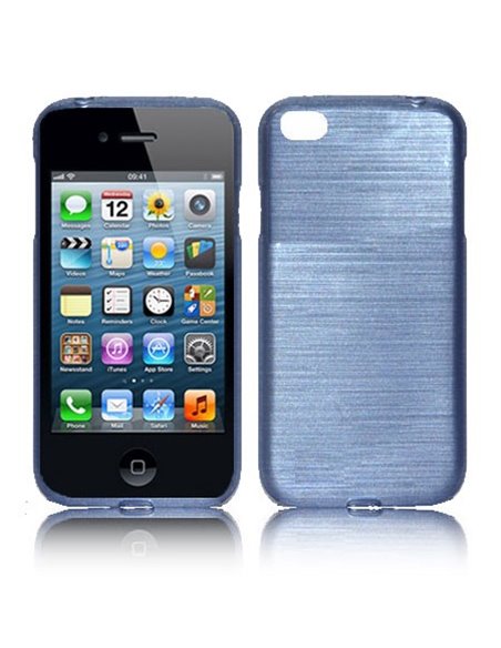 CUSTODIA TPU SILICONE per APPLE IPHONE 4, 4s COLORE BLU ACCIAIO EFFETTO METALLICO