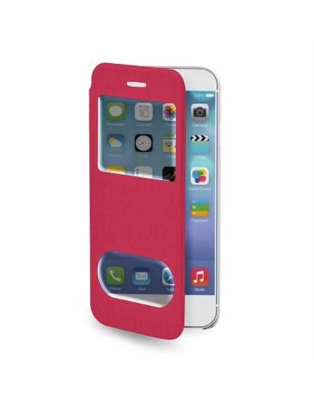 CUSTODIA FLIP ORIZZONTALE per APPLE IPHONE 6, IPHONE 6S 4.7' POLLICI CON DOPPIA FINESTRA IDENTIFICATIVO CHIAMANTE FUCSIA