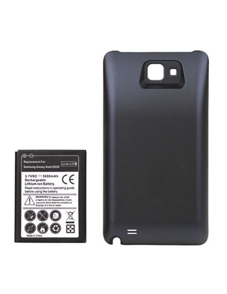 BATTERIA 5000 mAh + COVER COLORE NERO per SAMSUNG I9220, GALAXY NOTE N7000