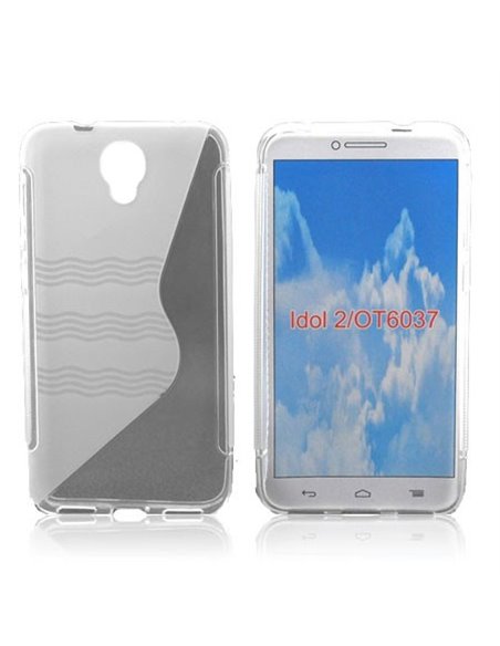 CUSTODIA GEL TPU SILICONE DOUBLE per ALCATEL ONE TOUCH 6037 IDOL 2 COLORE BIANCO TRASPARENTE