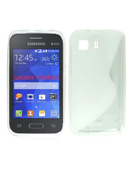 CUSTODIA GEL TPU SILICONE DOUBLE per SAMSUNG G130 GALAXY YOUNG 2 COLORE BIANCO TRASPARENTE