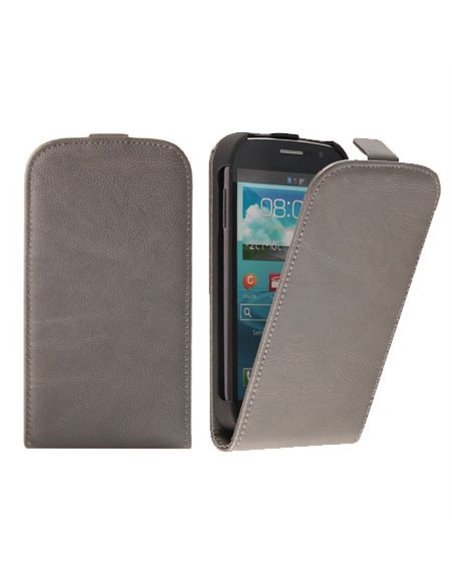 CUSTODIA FLIP VERTICALE SLIM PELLE per SAMSUNG I9080 GALAXY GRAND, I9060 GALAXY GRAND NEO COLORE GRIGIO