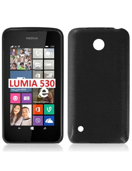 CUSTODIA TPU SILICONE per NOKIA LUMIA 530 COLORE NERO EFFETTO METALLICO