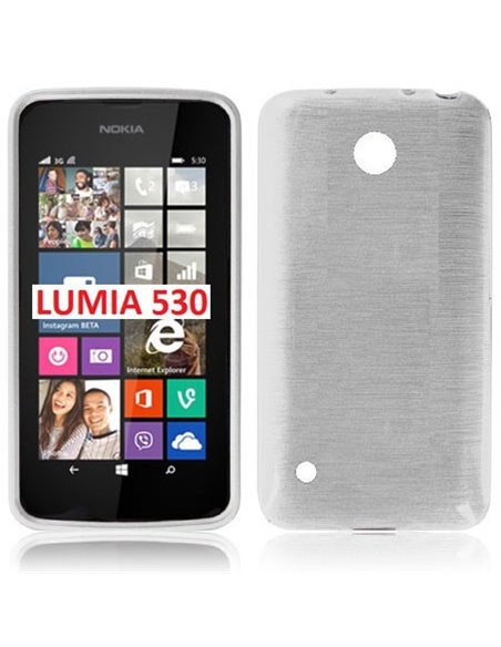 CUSTODIA TPU SILICONE per NOKIA LUMIA 530 COLORE BIANCO EFFETTO METALLICO