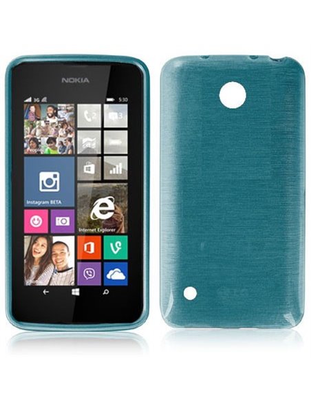 CUSTODIA TPU SILICONE per NOKIA LUMIA 530 COLORE BLU EFFETTO METALLICO