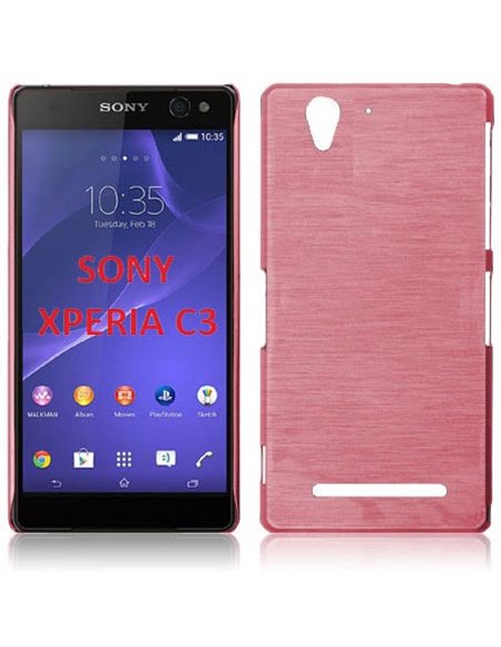 CUSTODIA TPU SILICONE per SONY XPERIA C3 D2533, XPERIA C3 DUAL SIM D2502 COLORE ROSA EFFETTO METALLICO