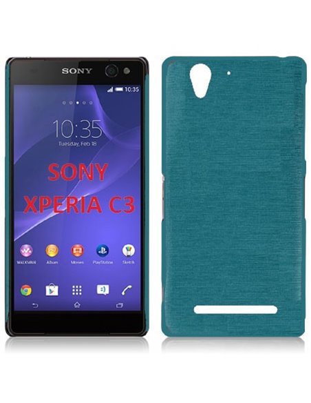 CUSTODIA TPU SILICONE per SONY XPERIA C3 D2533, XPERIA C3 DUAL SIM D2502 COLORE BLU EFFETTO METALLICO