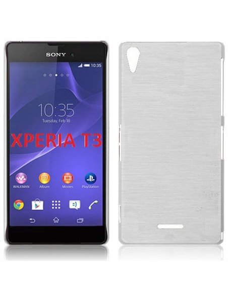 CUSTODIA TPU SILICONE per SONY XPERIA T3 D5102, D5103, D5106 COLORE BIANCO EFFETTO METALLICO