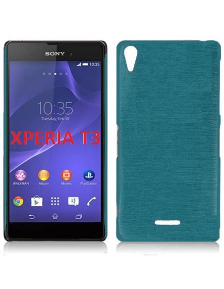 CUSTODIA TPU SILICONE per SONY XPERIA T3 D5102, D5103, D5106 COLORE BLU EFFETTO METALLICO