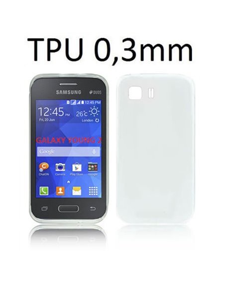 CUSTODIA GEL TPU SILICONE ULTRA SLIM 0,3mm per SAMSUNG G130 GALAXY YOUNG 2 COLORE BIANCO TRASPARENTE