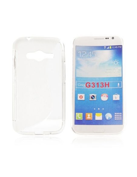 CUSTODIA GEL TPU SILICONE DOUBLE per SAMSUNG G313H GALAXY TREND 2, G318 TREND 2 LITE COLORE BIANCO TRASPARENTE