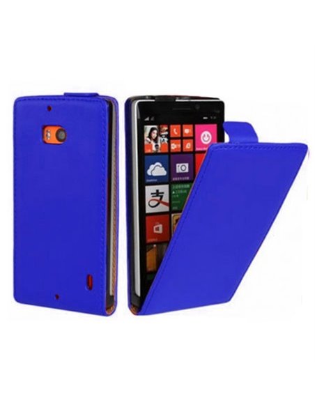 CUSTODIA FLIP VERTICALE SLIM PELLE per NOKIA LUMIA ICON 929, LUMIA 930 COLORE BLU