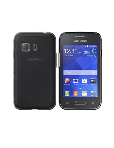 CUSTODIA GEL TPU SILICONE per SAMSUNG G130 GALAXY YOUNG 2 COLORE NERO TRASPARENTE