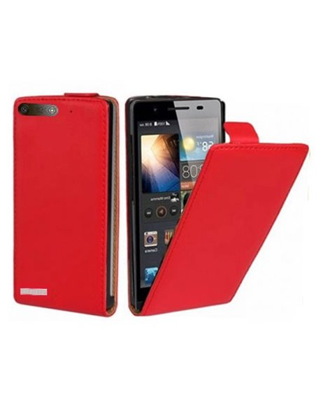 CUSTODIA FLIP VERTICALE SLIM PELLE per HUAWEI ASCEND G6 COLORE ROSSO (NO G6 4G)