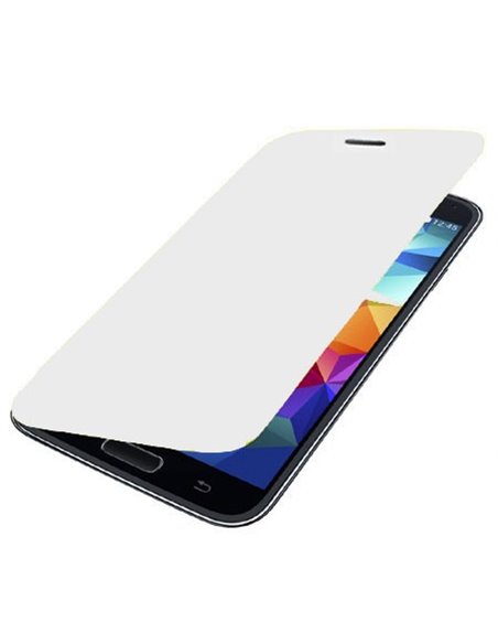 CUSTODIA FLIP COVER ORIZZONTALE per SAMSUNG G900 GALAXY S5, GALAXY S5 PLUS COLORE BIANCO