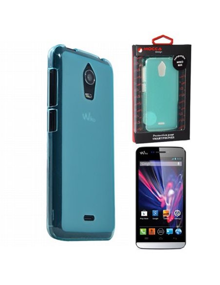 CUSTODIA GEL TPU SILICONE per WIKO WAX COLORE AZZURRO ALTA QUALITA' MOCCA BLISTER