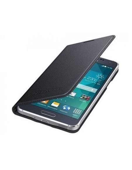 CUSTODIA FLIP COVER ORIGINALE SAMSUNG COLORE NERO EFFETTO PUNTINATO per G850 GALAXY ALPHA EF-FG850BBEGWW BLISTER
