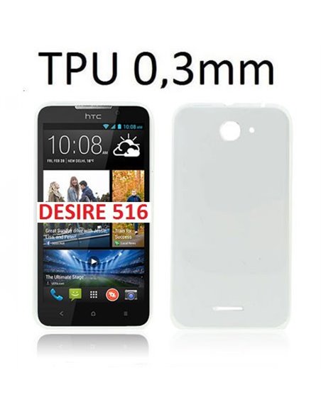 CUSTODIA GEL TPU SILICONE ULTRA SLIM 0,3mm per HTC DESIRE 516, DESIRE 316 COLORE BIANCO TRASPARENTE