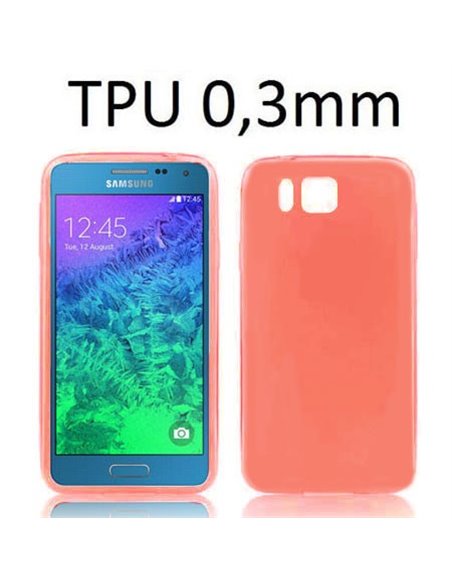 CUSTODIA GEL TPU SILICONE ULTRA SLIM 0,3mm per SAMSUNG G850 GALAXY ALPHA COLORE ROSSO TRASPARENTE