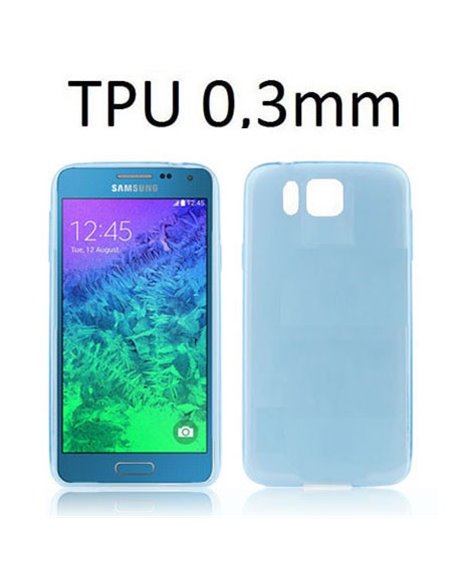 CUSTODIA GEL TPU SILICONE ULTRA SLIM 0,3mm per SAMSUNG G850 GALAXY ALPHA COLORE AZZURRO TRASPARENTE