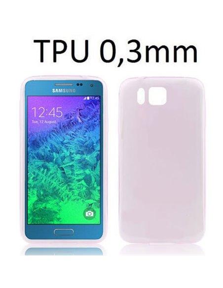 CUSTODIA GEL TPU SILICONE ULTRA SLIM 0,3mm per SAMSUNG G850 GALAXY ALPHA COLORE ROSA TRASPARENTE