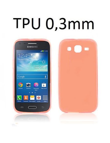 CUSTODIA GEL TPU SILICONE ULTRA SLIM 0,3mm per SAMSUNG G3500 GALAXY CORE PLUS, G3502 GALAXY TREND 3 ROSSO TRASPARENTE