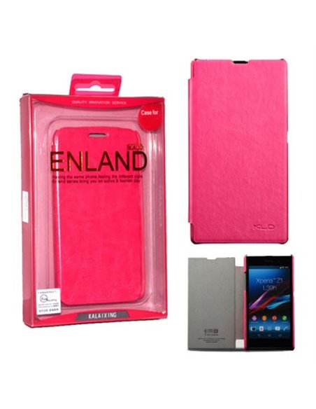 CUSTODIA FLIP ORIZZONTALE PELLE per SONY XPERIA Z1, C6902, C6903, C6906, C6943, L39H, HONAMI COLORE FUCSIA BLISTER ENLAND