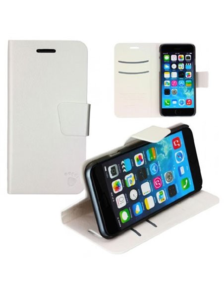 CUSTODIA FLIP ORIZZONTALE PELLE per APPLE IPHONE 6, IPHONE 6S 4.7' POLLICI CON PORTA CARTE E STAND COLORE BIANCO