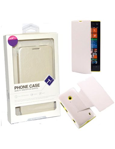 CUSTODIA FLIP ORIZZONTALE PELLE per NOKIA LUMIA 520, LUMIA 525 CON STAND COLORE BIANCO BLISTER SWIFT