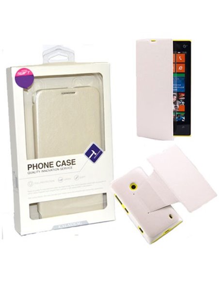 CUSTODIA FLIP ORIZZONTALE PELLE per NOKIA LUMIA 520, LUMIA 525 CON STAND COLORE BIANCO BLISTER SWIFT