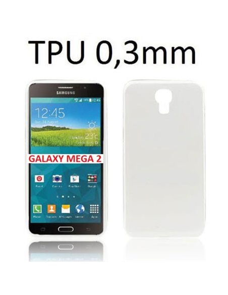 CUSTODIA GEL TPU SILICONE ULTRA SLIM 0,3mm per SAMSUNG G7508 GALAXY MEGA 2 COLORE BIANCO TRASPARENTE