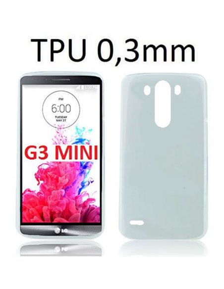 CUSTODIA GEL TPU SILICONE ULTRA SLIM 0,3mm per LG G3s D722, G3s DUAL D728 COLORE BIANCO TRASPARENTE