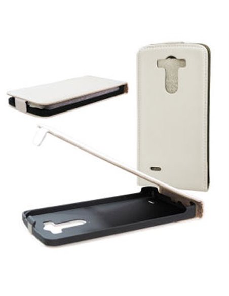CUSTODIA SLIM VERTICALE FLIP PELLE per LG G3 D850, D855, LS990 COLORE BIANCO