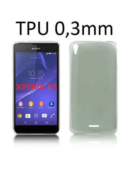 CUSTODIA GEL TPU SILICONE ULTRA SLIM 0,3mm per SONY XPERIA T3 D5102, D5103, D5106 COLORE NERO TRASPARENTE