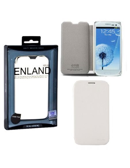 CUSTODIA FLIP ORIZZONTALE PELLE per SAMSUNG I9300 GALAXY S3, I9300i GALAXY S3 NEO COLORE BIANCO BLISTER ENLAND