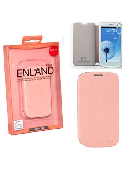 CUSTODIA FLIP ORIZZONTALE PELLE per SAMSUNG I9300 GALAXY S3, I9300i GALAXY S3 NEO COLORE ROSA BLISTER ENLAND