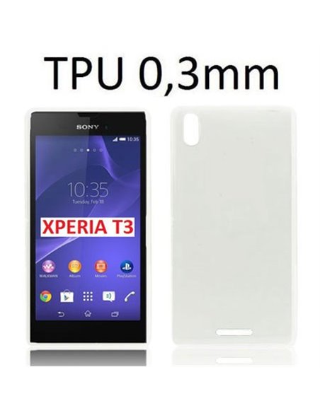 CUSTODIA GEL TPU SILICONE per SONY XPERIA T3 D5102, D5103, D5106  COLORE BIANCO TRASPARENTE