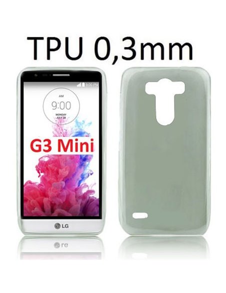 CUSTODIA GEL TPU SILICONE ULTRA SLIM 0,3mm per LG G3s D722, G3s DUAL D728 COLORE NERO TRASPARENTE