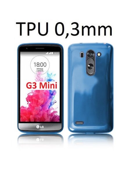 CUSTODIA GEL TPU SILICONE ULTRA SLIM 0,3mm per LG G3s D722, G3s DUAL D728 COLORE BLU TRASPARENTE