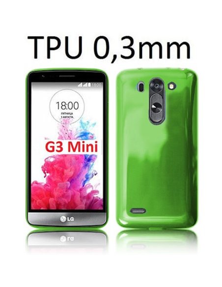 CUSTODIA GEL TPU SILICONE ULTRA SLIM 0,3mm per LG G3s D722, G3s DUAL D728 COLORE VERDE TRASPARENTE
