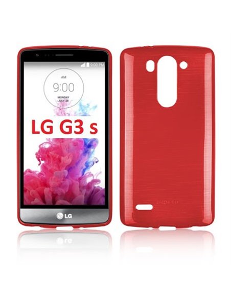 CUSTODIA TPU SILICONE per LG G3s D722, G3s DUAL D728 COLORE ROSSO EFFETTO METALLICO