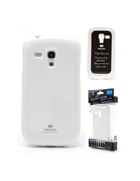 CUSTODIA GEL TPU SILICONE per SAMSUNG I8190 GALAXY S3 MINI BIANCO LUCIDO CON GLITTER ALTA QUALITA' MERCURY BLISTER